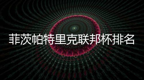 杯排到第名升突破0万里克联邦帕特一 奖金菲茨